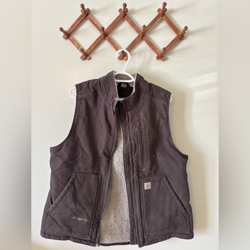 Carhartt Dark Brown Vest with Sherpa Lining